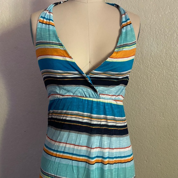 Michael Stars Halter Multi Color Striped Cotton Maxi Summer Dress - Picture 4 of 12
